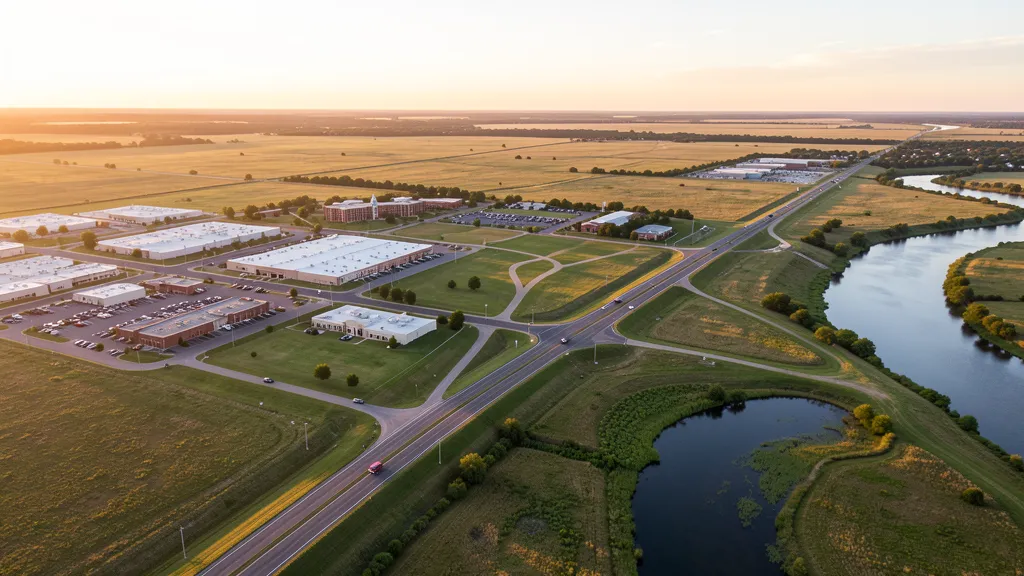 Aerial view of Shawnee, OK showing the local landscape and terrain relevant to aerial imaging operations