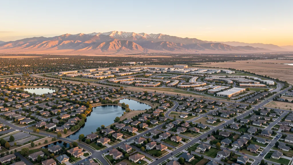 Aerial view of South Jordan, UT showing the local landscape and terrain relevant to aerial imaging operations