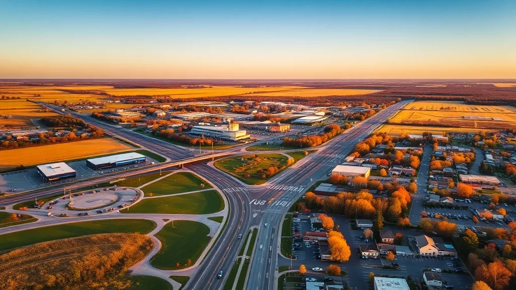 Aerial view of Spring Hill, KS showing the local landscape and terrain relevant to aerial imaging operations