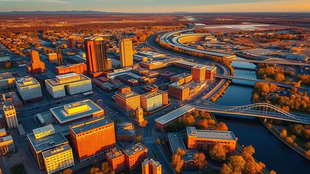 Aerial view of Springfield, MA showing the local landscape and terrain relevant to aerial imaging operations