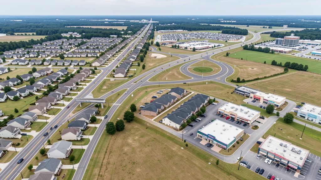 Aerial view of Stallings, NC showing the local landscape and terrain relevant to aerial imaging operations