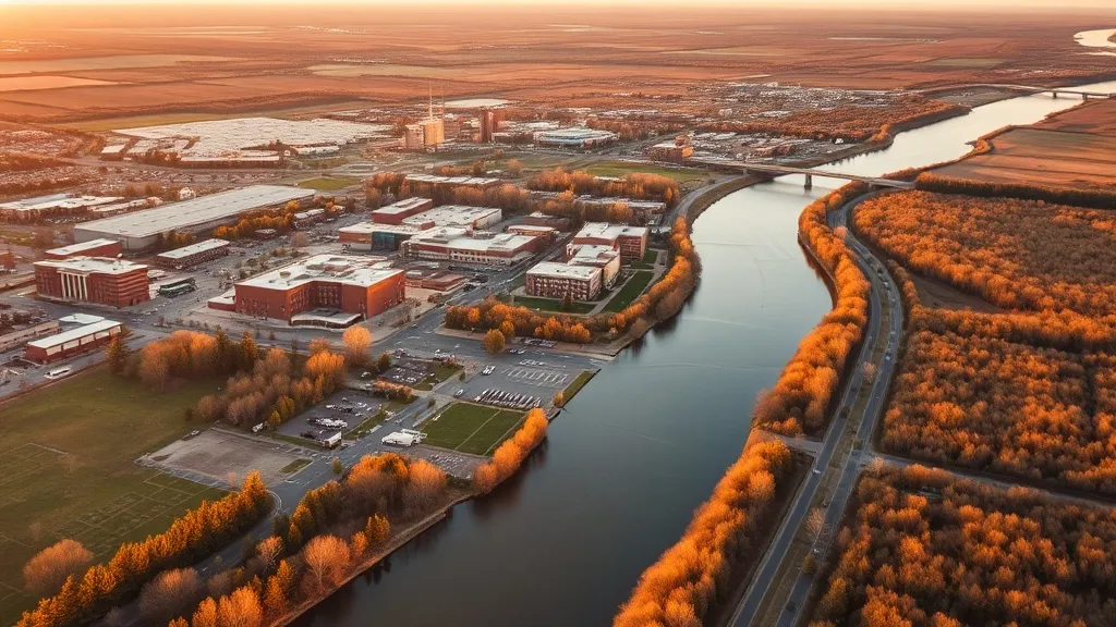 Aerial view of Stevens Point, WI showing the local landscape and terrain relevant to aerial imaging operations