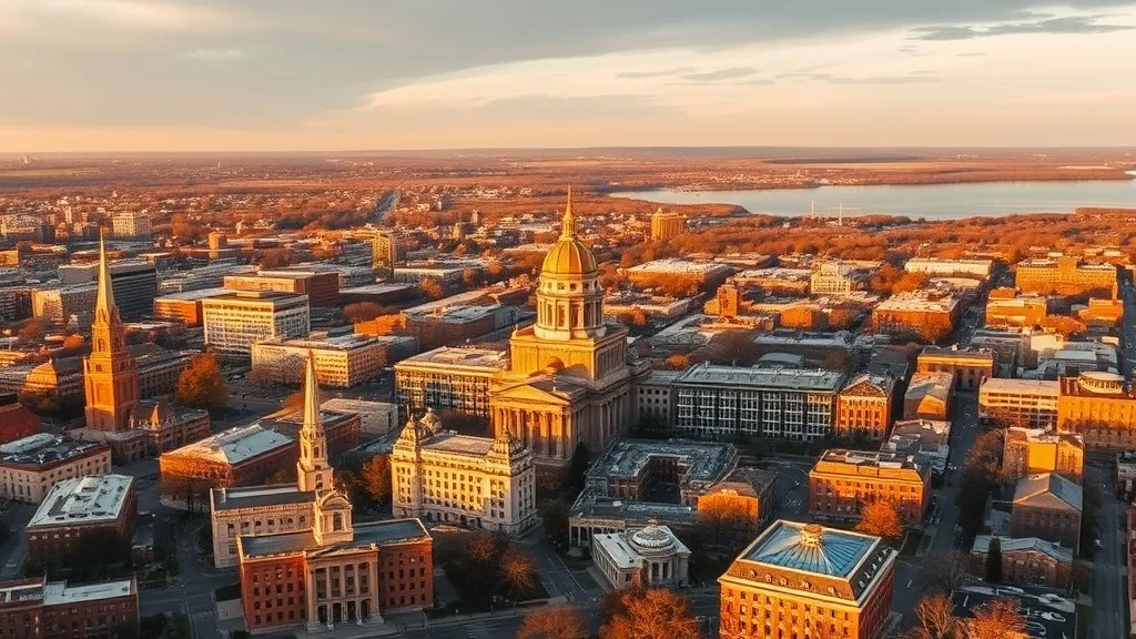Aerial view of Syracuse, NY showing the local landscape and terrain relevant to aerial imaging operations