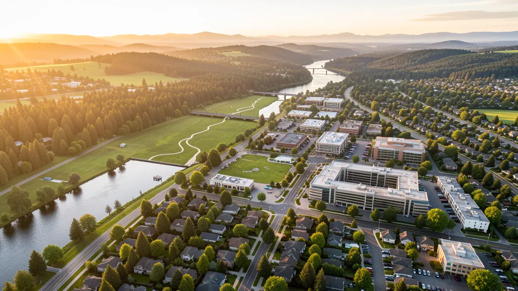 Aerial view of Tualatin, OR showing the local landscape and terrain relevant to aerial imaging operations