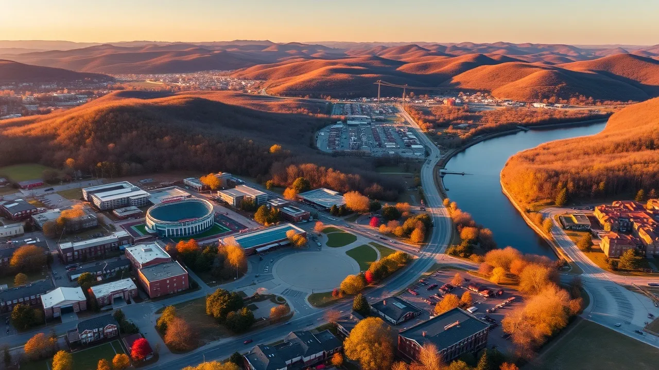 Aerial view of Tuscaloosa, AL showing the local landscape and terrain relevant to aerial imaging operations