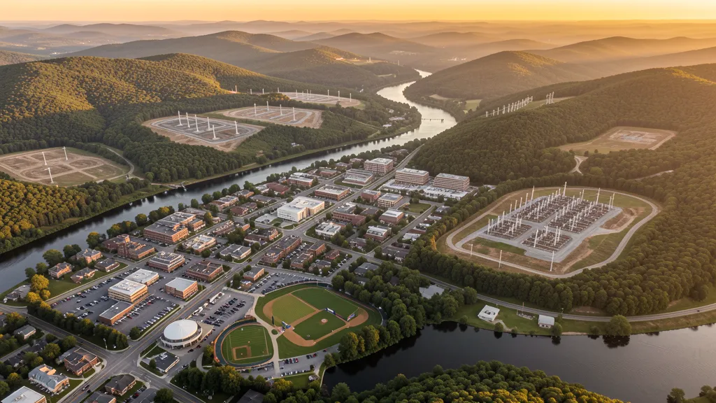 Aerial view of Williamsport, PA showing the local landscape and terrain relevant to aerial imaging operations