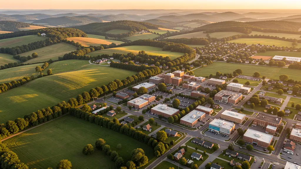 Aerial view of York, PA showing the local landscape and terrain relevant to aerial imaging operations