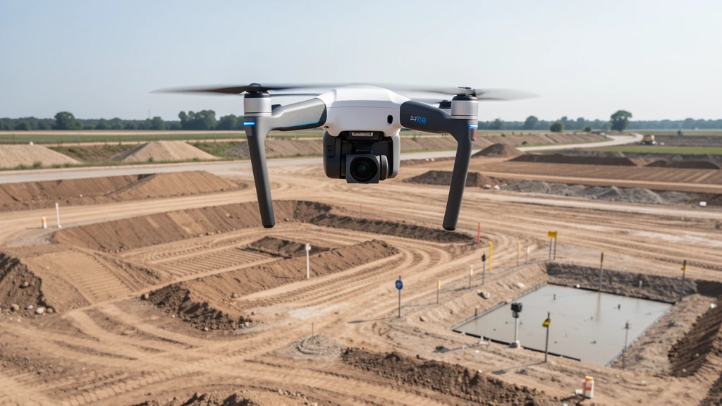 Side-by-side comparison of aerial imaging and traditional ground-based data collection methods on a construction site